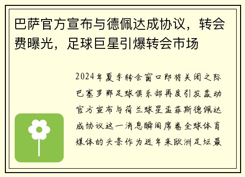 巴萨官方宣布与德佩达成协议，转会费曝光，足球巨星引爆转会市场